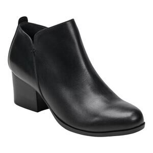 Easy Spirit Women's Georgina Leather eFlex Block Heel Booties Black Size 7 1/2 W
